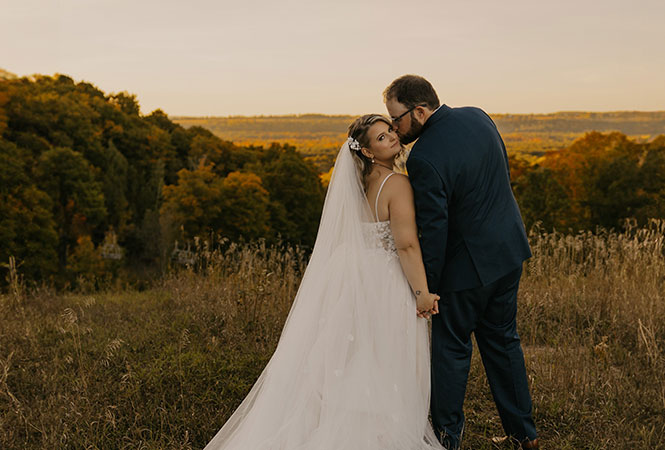 Wedding photo on top of the hill a sunset